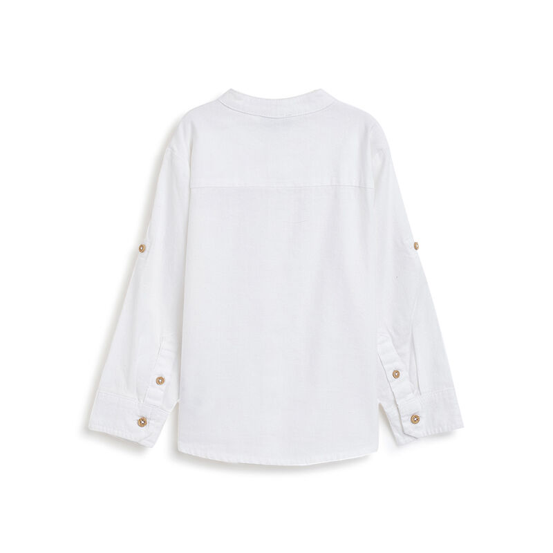 Boys White Solid Long Sleeve Shirt image number 1